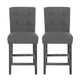 Sika Counter Height Stool Chair Set of 2, Tufted Dark Gray