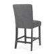 Sika Counter Height Stool Chair Set of 2 Tufted Dark Charcoal Gray Fabric