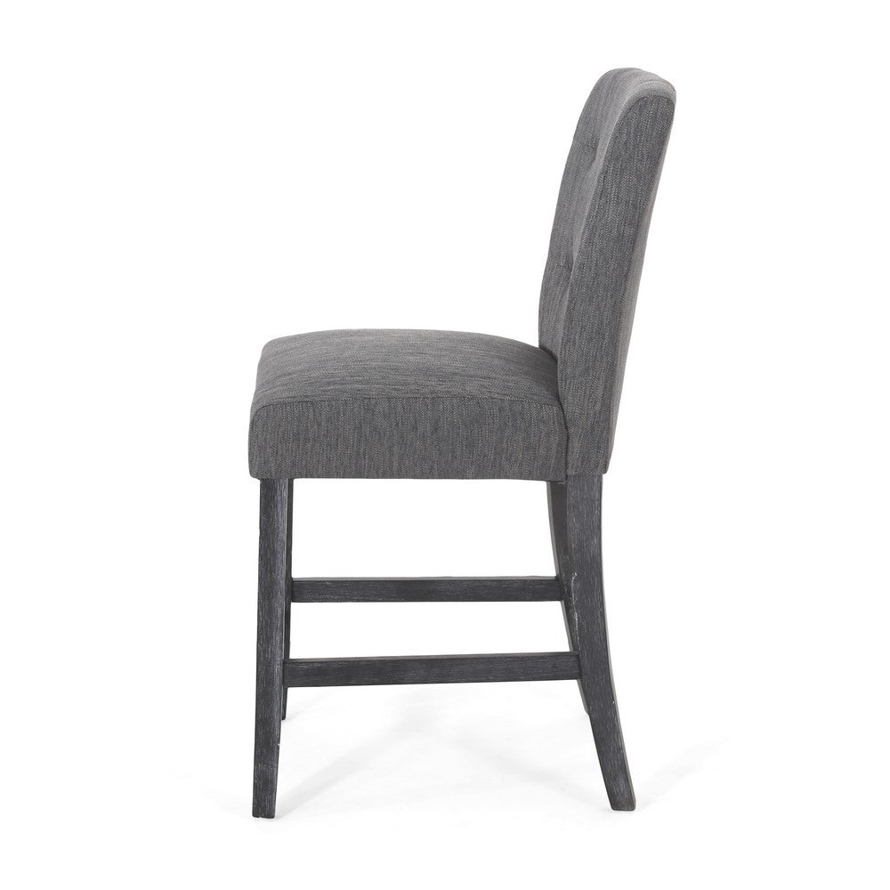 Sika Counter Height Stool Chair Set of 2, Tufted Dark Gray
