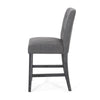 Sika Counter Height Stool Chair Set of 2 Tufted Dark Charcoal Gray Fabric