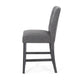 Sika Counter Height Stool Chair Set of 2 Tufted Dark Charcoal Gray Fabric