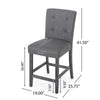 Sika Counter Height Stool Chair Set of 2, Tufted Dark Gray