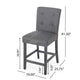 Sika Counter Height Stool Chair Set of 2, Tufted Dark Gray