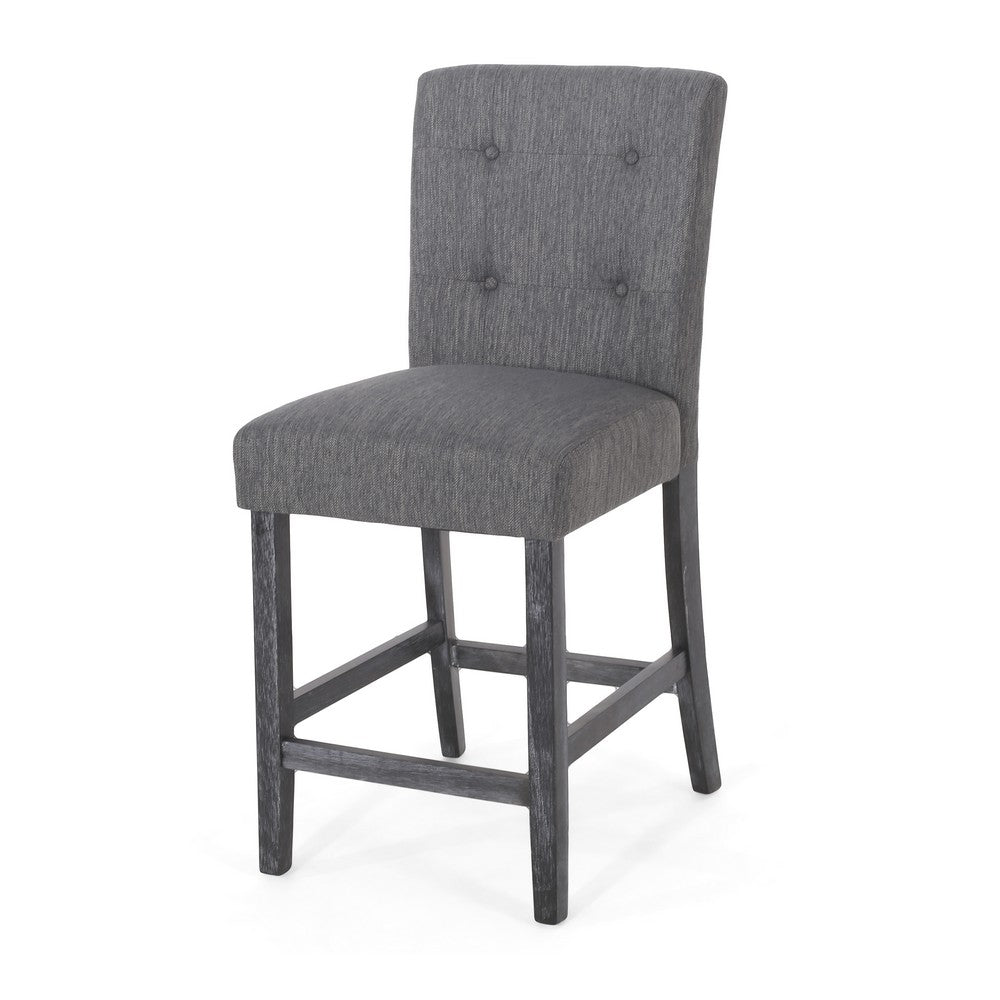 Sika Counter Height Stool Chair Set of 2, Tufted Dark Gray