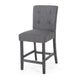Sika Counter Height Stool Chair Set of 2, Tufted Dark Gray