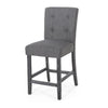 Sika Counter Height Stool Chair Set of 2, Tufted Dark Charcoal Gray Fabric