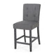 Sika Counter Height Stool Chair Set of 2, Tufted Dark Charcoal Gray Fabric