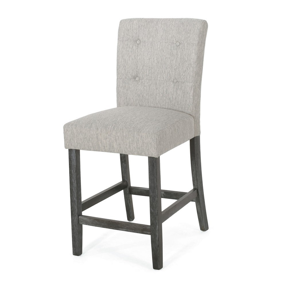 Sika Counter Height Stool Chair Set of 2, Tufted Light Gray