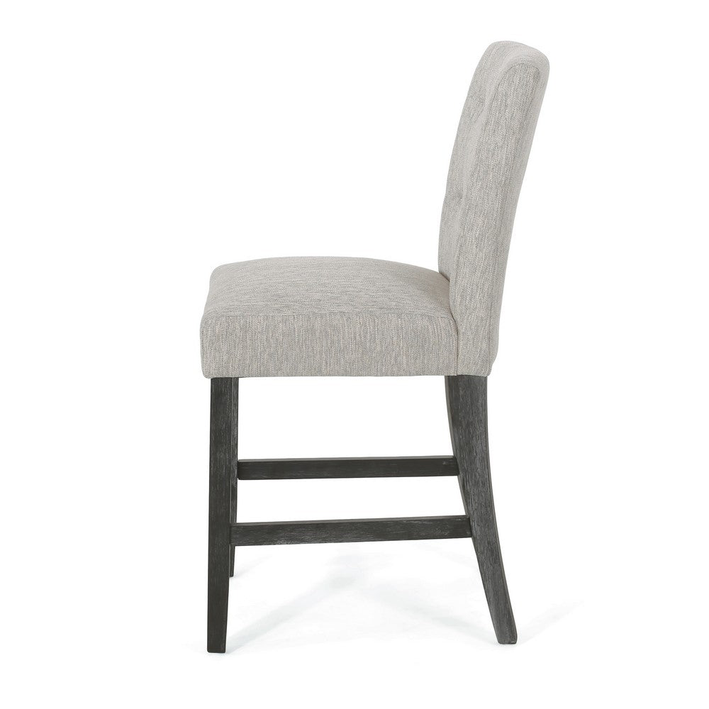 Sika Counter Height Stool Chair Set of 2, Tufted Light Gray