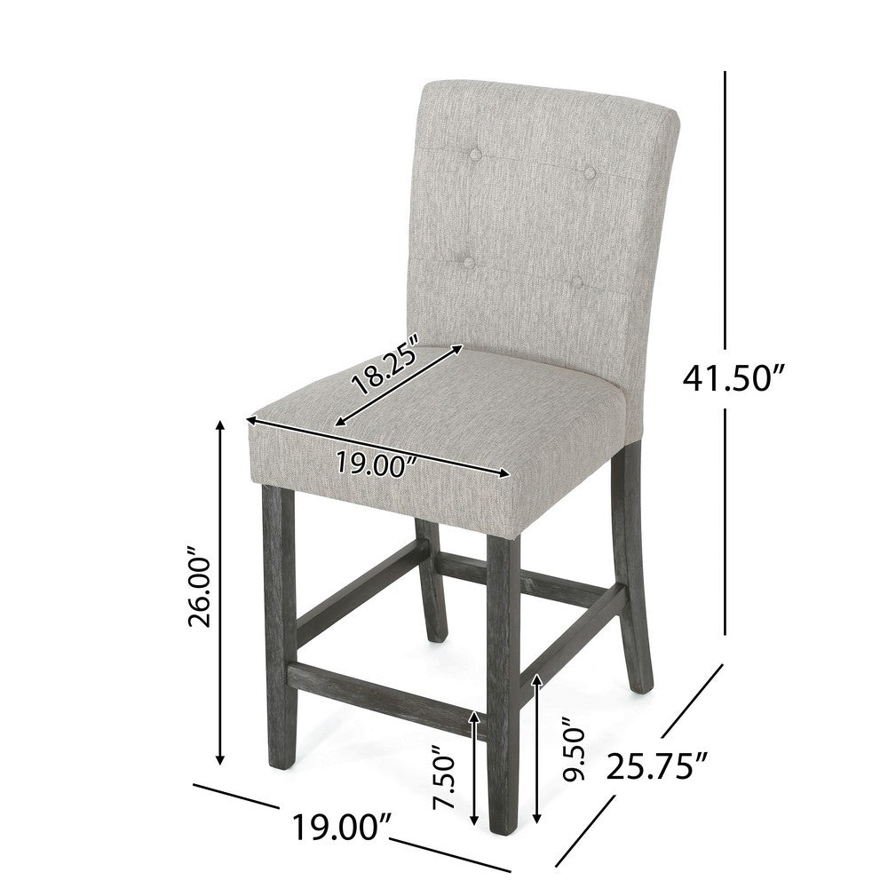 Sika Counter Height Stool Chair Set of 2, Tufted Light Gray