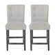 Sika Counter Height Stool Chair Set of 2, Tufted Light Gray, Charcoal Wood