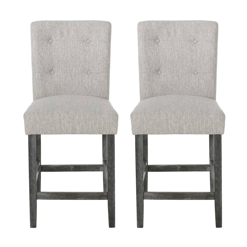 Sika Counter Height Stool Chair Set of 2, Tufted Light Gray