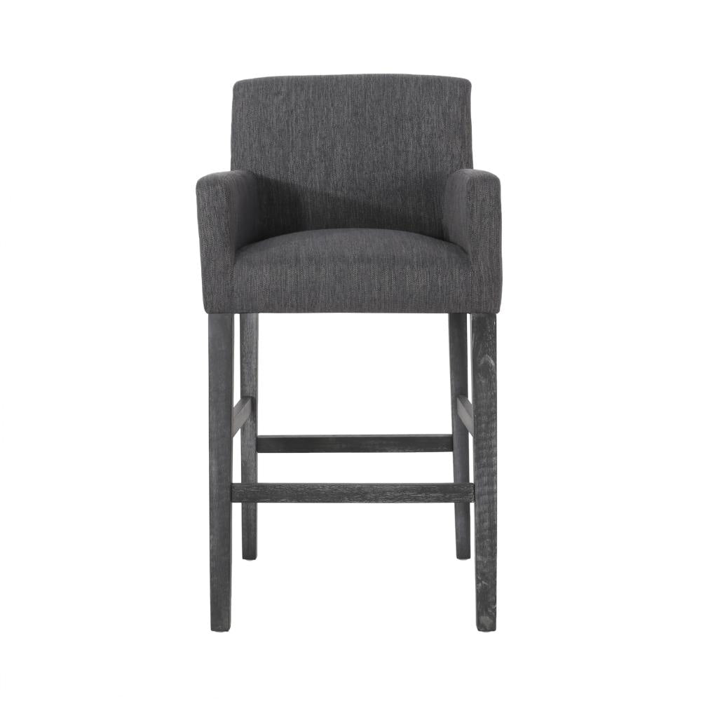 Rekah Barstool Chair Charcoal Fabric and Wood Frame Soft Cushioning BM323413