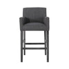 Rekah Barstool Chair, Charcoal Gray Fabric and Wood