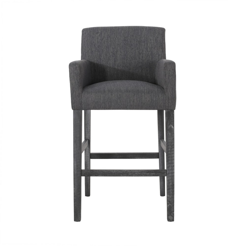 Rekah Barstool Chair, Charcoal Gray Fabric and Wood