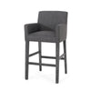 Rekah Barstool Chair, Charcoal Fabric and Wood Frame, Soft Cushioning
