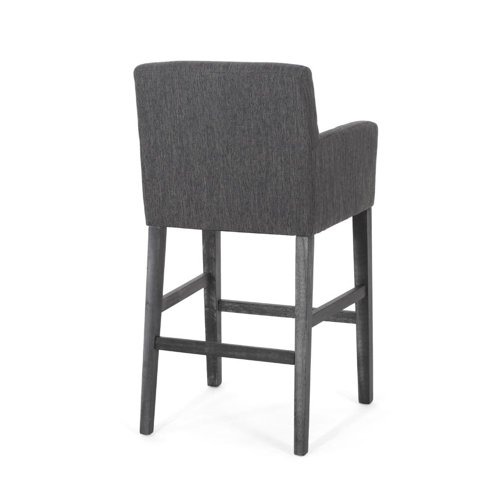 Rekah Barstool Chair Charcoal Fabric and Wood Frame Soft Cushioning BM323413