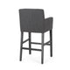 Rekah Barstool Chair, Charcoal Gray Fabric and Wood