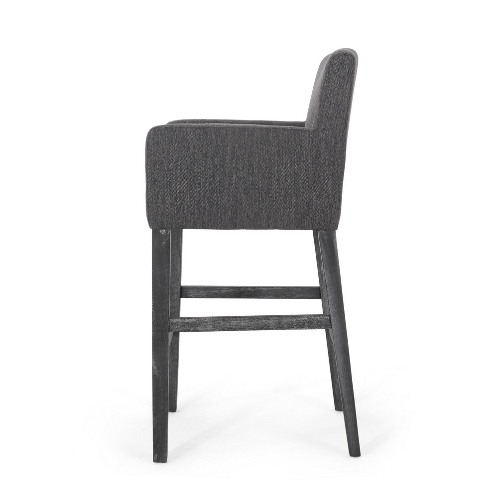 Rekah Barstool Chair, Charcoal Gray Fabric and Wood