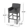 Rekah Barstool Chair, Charcoal Gray Fabric and Wood