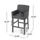 Rekah Barstool Chair, Charcoal Gray Fabric and Wood