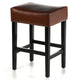 Piya Counter Stool Set of 2, Backless, Brown Bonded Leather