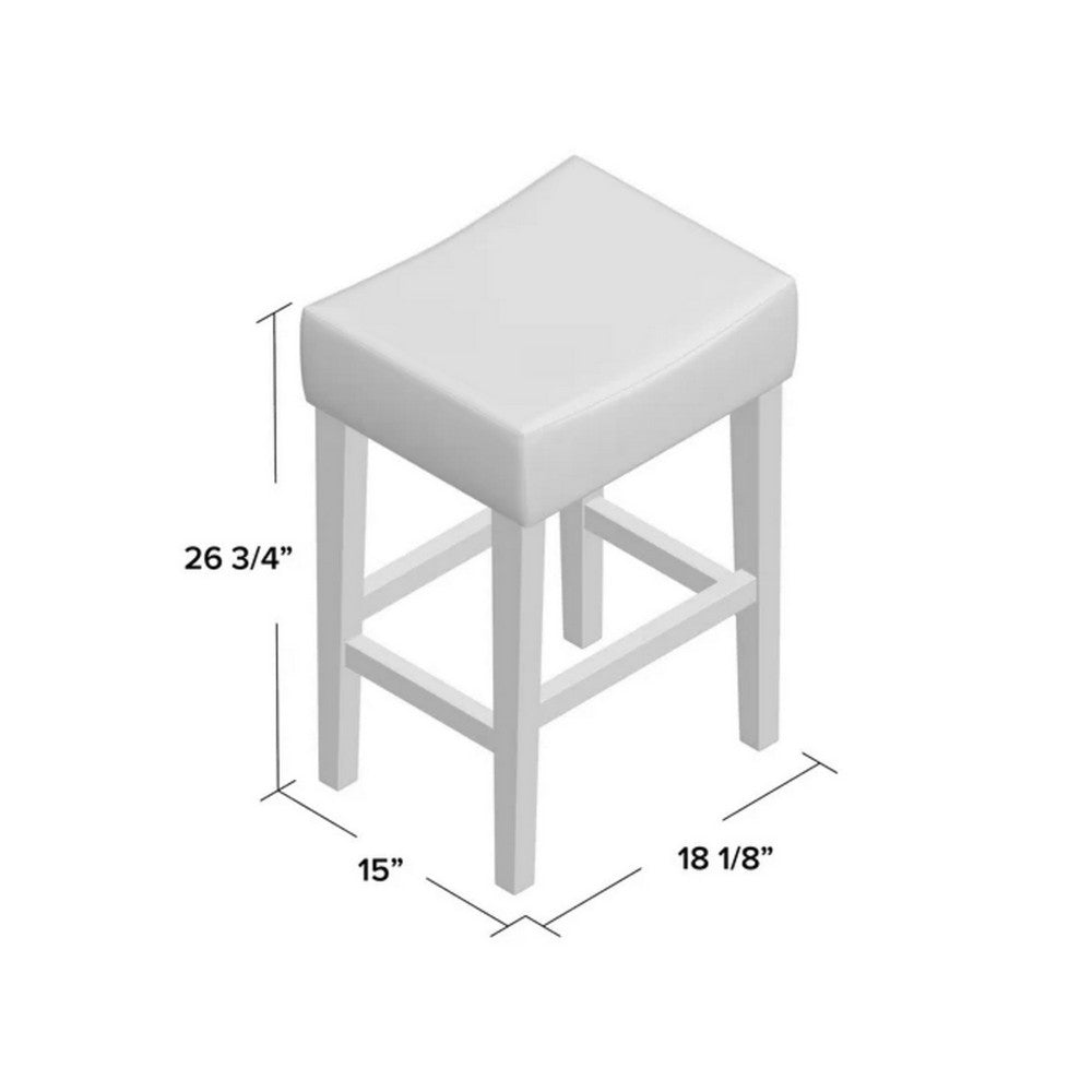 Piya Counter Stool Set of 2, Backless, Brown Bonded Leather