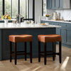 Piya Counter Stool Set of 2, Backless, Brown Bonded Leather