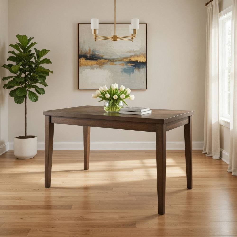 Kiyan Counter Height Dining Table, Brown Rubberwood, 59 Inch Rectangular