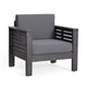 Siyal Outdoor Accent Chair Set of 2, Dark Gray, Acacia Wood