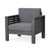 Siyal Outdoor Club Accent Chair Set of 2 Soft Dark Gray Acacia Wood
