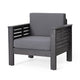 Siyal Outdoor Club Accent Chair Set of 2 Soft Dark Gray Acacia Wood
