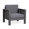 Siyal Outdoor Accent Chair Set of 2, Dark Gray, Acacia Wood
