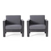 Siyal Outdoor Club Accent Chair Set of 2, Soft Dark Gray, Acacia Wood