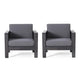 Siyal Outdoor Club Accent Chair Set of 2, Soft Dark Gray, Acacia Wood