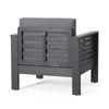 Siyal Outdoor Accent Chair Set of 2, Dark Gray, Acacia Wood