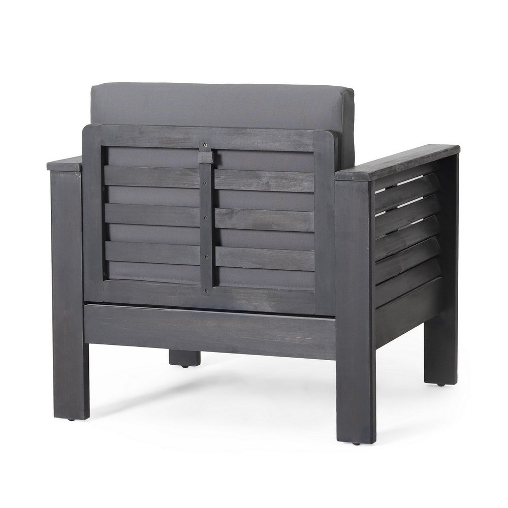 Siyal Outdoor Accent Chair Set of 2, Dark Gray, Acacia Wood