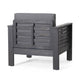Siyal Outdoor Accent Chair Set of 2, Dark Gray, Acacia Wood