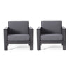 Siyal Outdoor Accent Chair Set of 2, Dark Gray, Acacia Wood