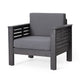 Siyal Outdoor Accent Chair Set of 2, Dark Gray, Acacia Wood