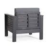 Siyal Outdoor Accent Chair Set of 2, Dark Gray, Acacia Wood