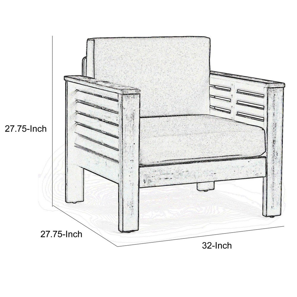 Siyal Outdoor Accent Chair Set of 2, Dark Gray, Acacia Wood