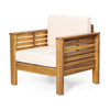 Siyal Outdoor Accent Chair Set of 2, Soft Beige, Acacia Wood