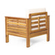 Siyal Outdoor Accent Chair Set of 2, Soft Beige, Acacia Wood