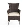 Clem Dining Chair Set of 2, Outdoor Brown Wicker, Iron Beige