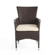 Clem Dining Chair Set of 2, Outdoor Brown Wicker, Iron Beige