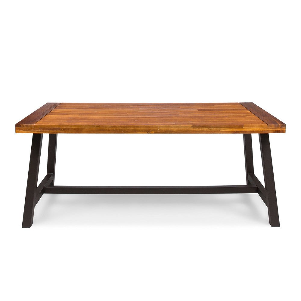 Carls Dining Table, 71" Rectangular Outdoor Light Brown Wood