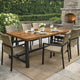 Carls Dining Table, Rectangular 71 Inch, Outdoor Light Brown Wood, Iron