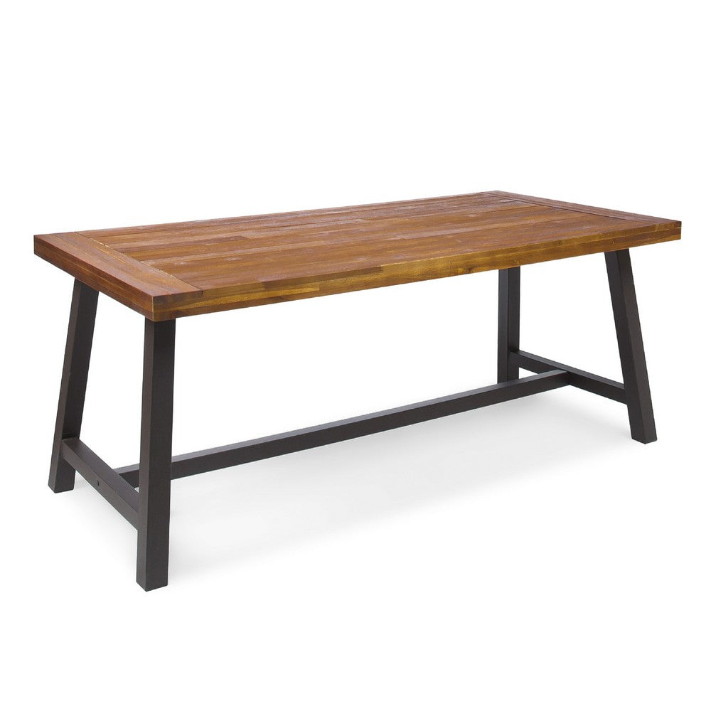 Carls Dining Table, 71" Rectangular Outdoor Light Brown Wood