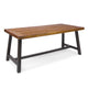 Carls Dining Table, Rectangular 71 Inch, Outdoor Light Brown Wood, Iron